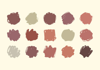 Artistic Brush Stroke Stain Earth Tone Color Palette Element Set