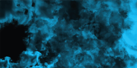 Abstract Dark Blue Nebula Background with Glowing Light.Dark blue background texture with a black vignette in old vintage textured border design.Blue powder explode cloud on black background. 