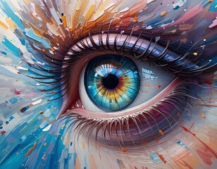 pintura de ojo con colores abstractos