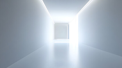 Fototapeta premium Modern minimalist white corridor art installations contemporary space bright and airy viewpoint