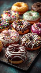 Fototapeta premium Colorful Donuts on Tray.