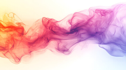 Dynamic flowing smoke waves in vibrant colors on horizontal white background