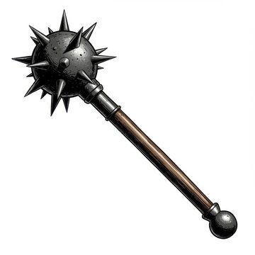Spiked mace medieval weapon isolated on white background