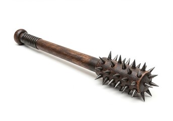 Spiked club medieval weapon isolated on white background