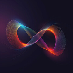 Fototapeta premium Digital art featuring a glowing infinity loop in rainbow gradients. A modern and inclusive symbol of autism acceptance and diversity.