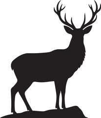 Obraz premium Mountain Deer SVG – Majestic Wildlife Vector for Outdoor ArtDeer Silhouette – Forest and Mountain Scene for Nature LoversStag in the Mountains – Rustic Vector for Hunting & Camping CraftsWild De