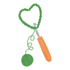 Metal crochet hook.Vector illustration. A tool for needlework