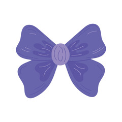 One vector element is a purple bow.Various hand-painted gift decorations on a white background. Silhouette of a satin gift bow