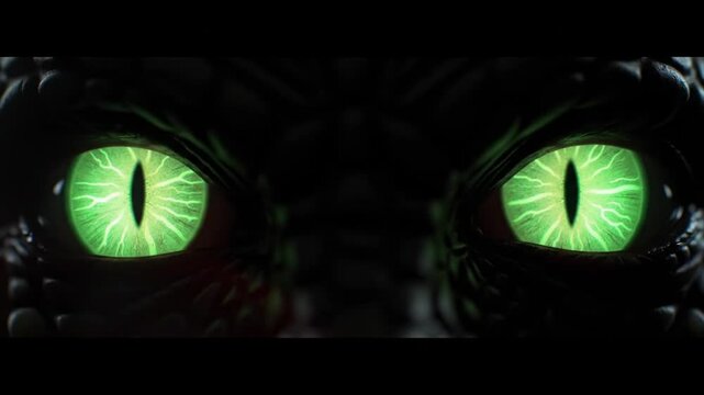 Glowing green eyes of the Predator creature from the movie for Halloween or science fictionthemed designs, prints, and merchandise.
