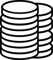 Stack of Coins Black and White Outline Vector Illustration