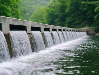 renewable energy source with hydropower and eco innovation. Low-head hydro innovation producing power from small waterfalls and weirs