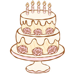 Birthday cake with pink roses