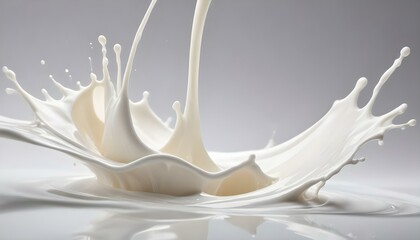 A striking image of a white liquid splash, showcasing dynamic shapes and movement in a studio setting.