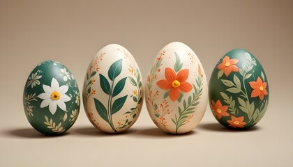 Beautifully decorated Easter eggs with floral designs, perfect for spring celebrations