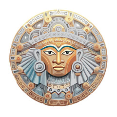 round Mayan pattern anunnaki entity face relief, intrinsic