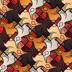 Gradient Chicken Mosaic Seamless Pattern