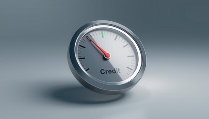 A round gauge displaying the word "Credit" with a low reading, symbolizing poor credit score or financial status.