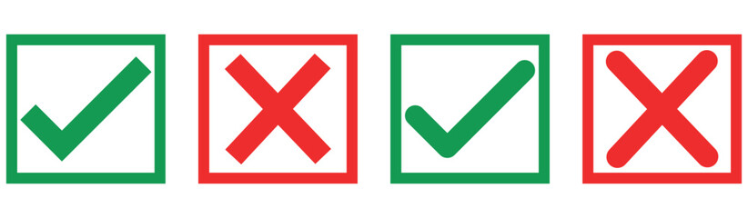 Obraz premium Checkmark cross on white background. Isolated vector sign symbol. Checkmark icon set. Checkmark right symbol tick sign. Flat vector icon. Test question