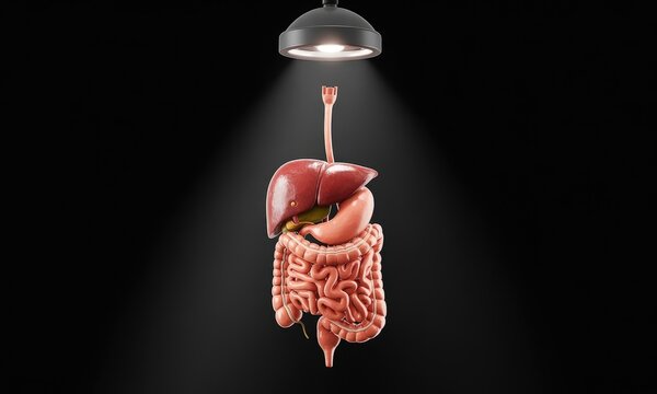 Human digestive system anatomy detailed 3 d medical illustration