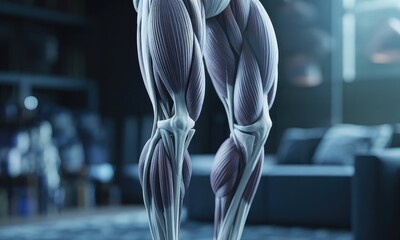Human leg musculature and skeletal anatomy detailed 3 d illustration