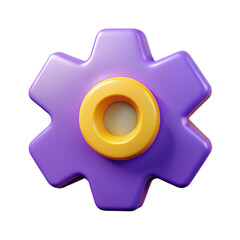 metal gears, setting icon on white background 3d rendering Cartoon Plastic Style