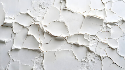 Cracked white wall texture abstract art horizontal pure background unique design close-up view