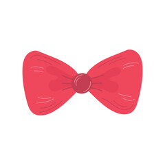 
Single vector element pink bow.Different present decoration hand drawn on white background. Satin gift bow silhouette
