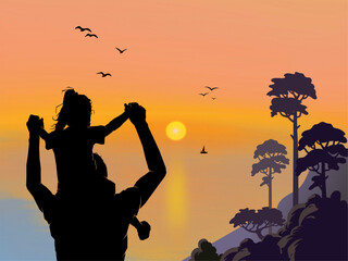 silhouette of a father and daughter
