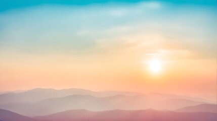 Obraz premium Tranquil sunrise over distant mountain ranges