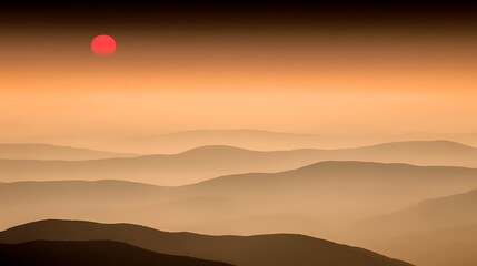 Fototapeta premium Mountain range with sun hazy glow