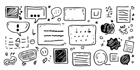 set of hand drawn doodle arrows and icons