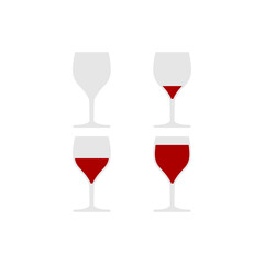 Wine glass cup icon set isolated on white background