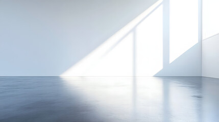 Obraz premium Modern minimalist interior space bright sunlight photography white background contemporary design