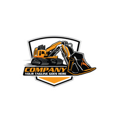 Naklejka premium excavator logo - service logo - construction logo - heavy equipment logo - excavator vector - illustration