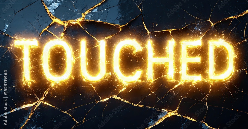 Poster glowing text spells touched over cracked surface. dramatic lighting creates intense visual impact. d