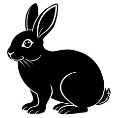 Obraz premium Vector illustration of a cute black or white bunny rabbit for Easter, holiday, or animal art