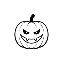 A Flat Style Vector Icon of a Smirking Retro Pumpkin Design Vector illustration