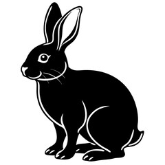 Obraz premium Vector illustration of a cute fluffy black and white bunny, isolated on white
