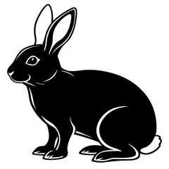 Fototapeta premium Vector illustration of a cute, fluffy black and white bunny, an isolated domestic animal perfect for Easter