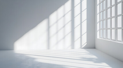 Obraz premium Minimalist interior design bright room photography modern space side view artistic shadows and light