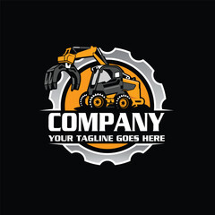 excavator logo - service logo - construction logo - heavy equipment logo - excavator vector - illustration

