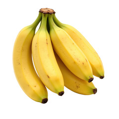Fresh bunch of ripe bananas hanging, ready to enjoy. bright yellow, healthy snack, close-up view.