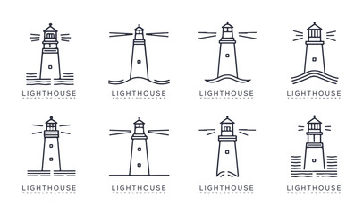 Lighthouse Icon Set – Minimal Vector Symbols of Navigation and Sea Safety
