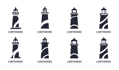 Lighthouse Icon Set – Minimal Vector Symbols of Navigation and Sea Safety
