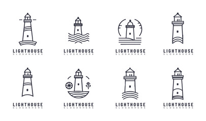 Lighthouse Icon Set – Minimal Vector Symbols of Navigation and Sea Safety
