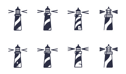 Lighthouse Icon Set – Minimal Vector Symbols of Navigation and Sea Safety
