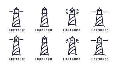 Lighthouse Icon Set – Minimal Vector Symbols of Navigation and Sea Safety
