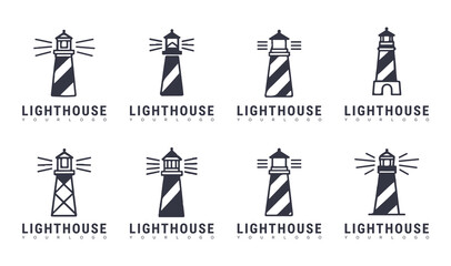 Lighthouse Icon Set – Minimal Vector Symbols of Navigation and Sea Safety
