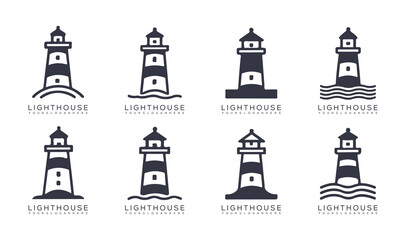 Lighthouse Icon Set – Minimal Vector Symbols of Navigation and Sea Safety
