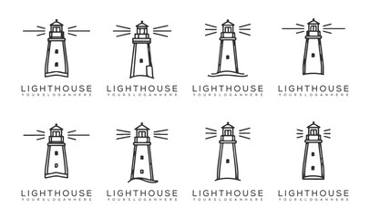 Lighthouse Icon Set – Minimal Vector Symbols of Navigation and Sea Safety
